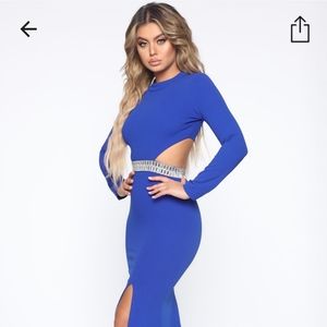 Fashion Nova Blue Backless Dress